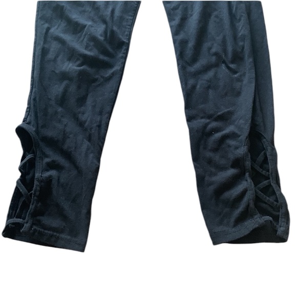 Poof! Black Pants With Cross Cutout Ankles - Picture 3 of 6